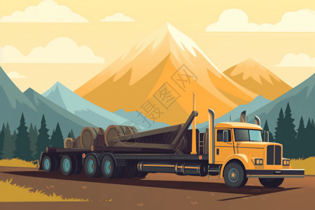 牵引卡车设备运输插画