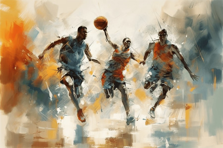 运球动作有多个玩家在运动插画