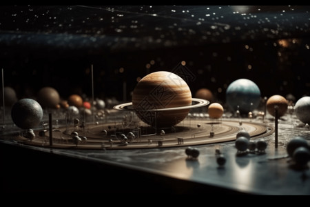 博物馆的太阳系大型模型背景图片
