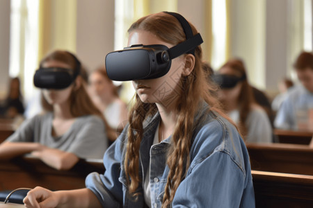 学生用VR技术从看待事情高清图片