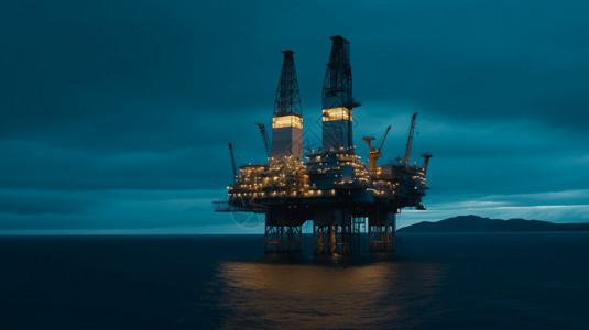 海上石油钻机平台背景图片