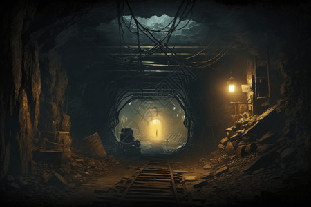 昏暗的矿井背景图片