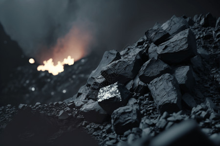 燃烧的煤矿图片