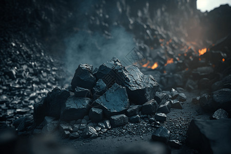 煤矿中的烟黑烟雾素材高清图片