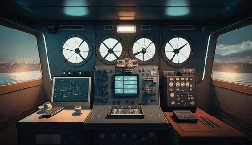 船电影货船的控制中心细节展示设计图片