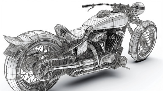 摄像机细节展示摩托车线条插画