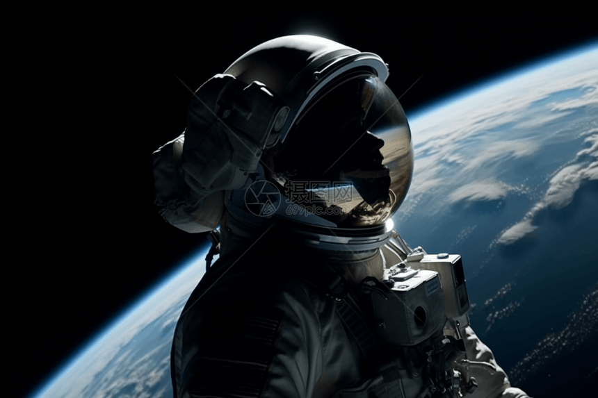 宇航员漂浮在太空舱外图片