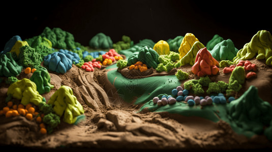 巧克力模型橡皮泥景观插画