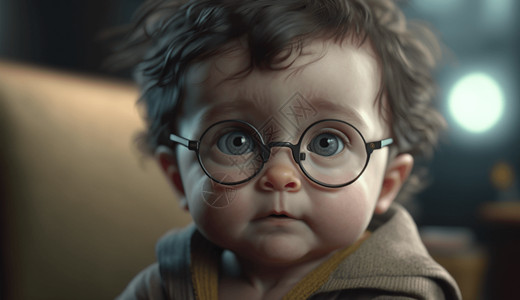 戴眼镜的可爱婴儿背景图片