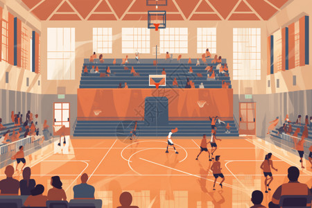 篮球观众素材学校篮球比赛插画