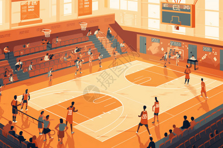 体育馆比赛篮球比赛插画