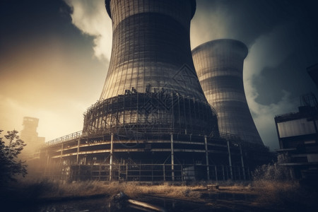 发电厂的冷却塔背景图片