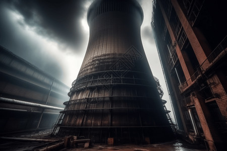 燃煤电厂冷却塔高清图片
