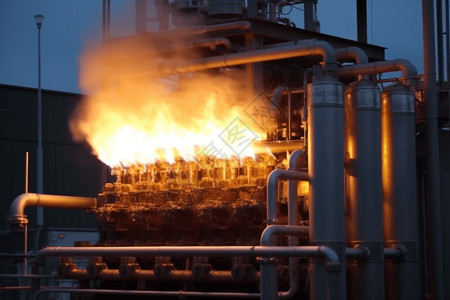 气化发电厂燃烧过程高清图片