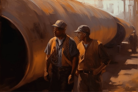 石油管道工人图片