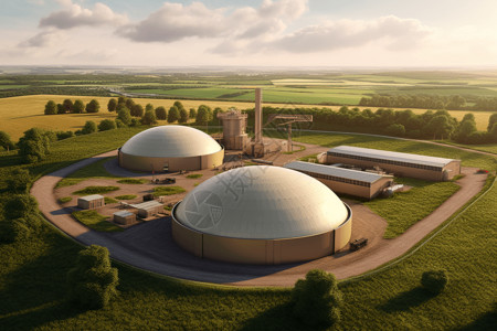 球形沼气厂背景图片
