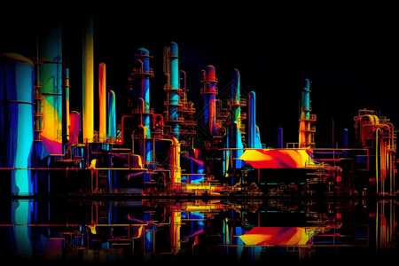 能源管道发电厂的抽象描绘插画
