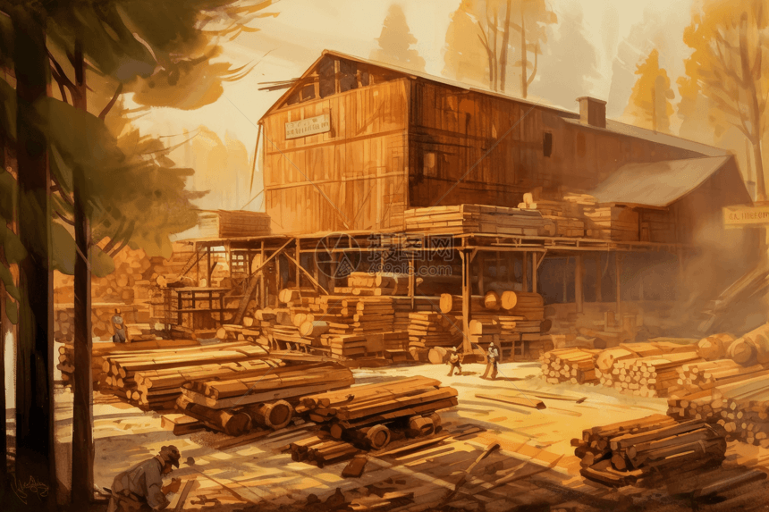 木材工业锯木厂图片