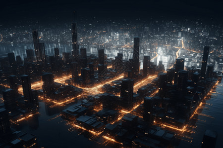 黑夜中的城市背景图片