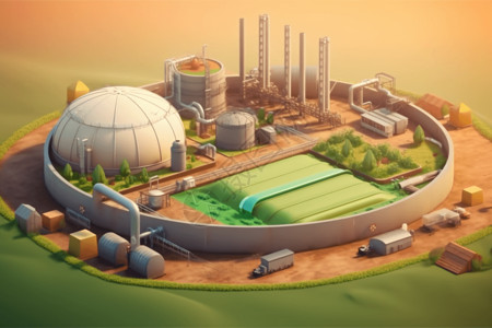 卡通沼气工厂背景图片