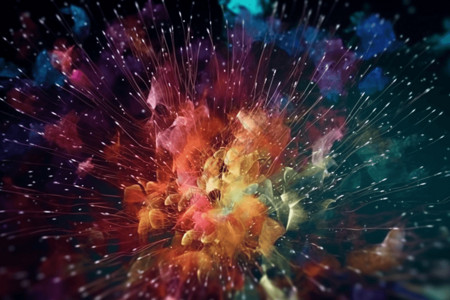 五颜六色的粒子炸裂背景图片
