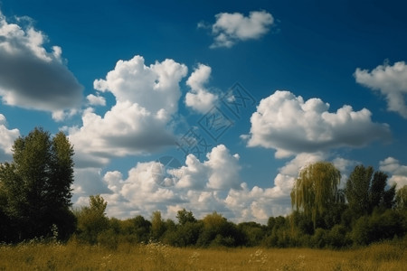 云彩上面草原上的云朵背景