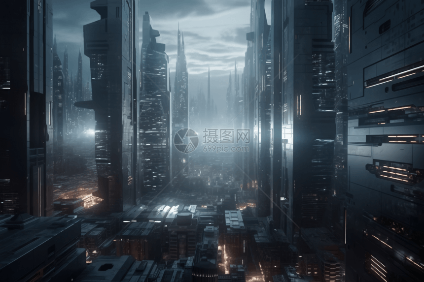 未来城市夜景图片