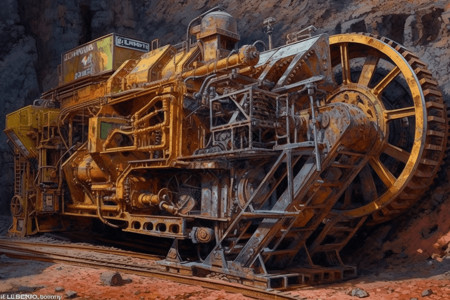煤炭机械镍矿开采中插画