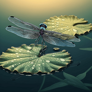 荷叶上的蜻蜓美景背景图片
