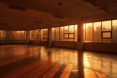 夕阳下的舞蹈工作室背景