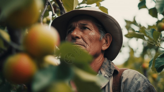 一个农民采摘水果的照片图片
