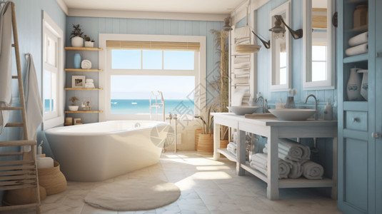 海滩风格装修的浴室图片