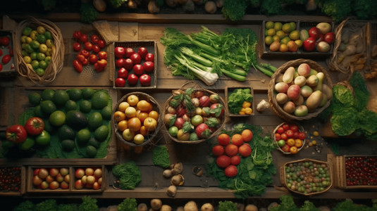 农产品分类桌子上的蔬菜背景