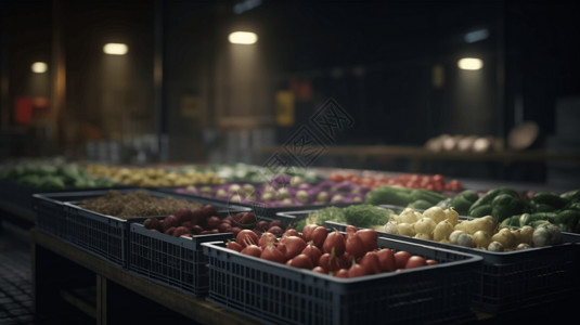 蔬菜仓库包装仓库里的蔬菜背景