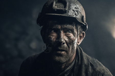 满身泥泞的矿工特写图片