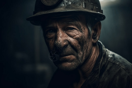煤炭矿工老人特写图片