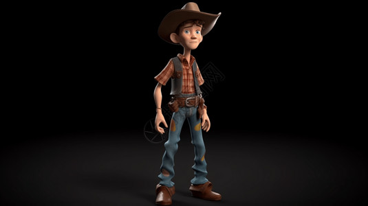 3D渲染西部牛仔人物背景图片