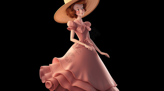 卡通公主身穿公主装的角色设计图片