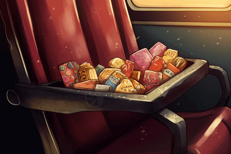 影院红色椅子上的糖果背景图片