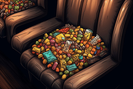 电影院椅子上的糖果背景图片