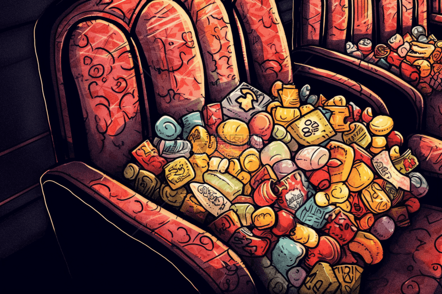 剧院座椅扶手上的一盒糖果图片