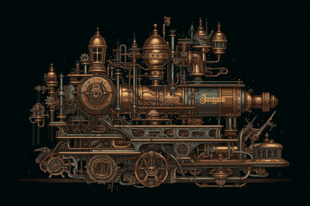 蒸汽汽车复杂朋克风机器设计图片