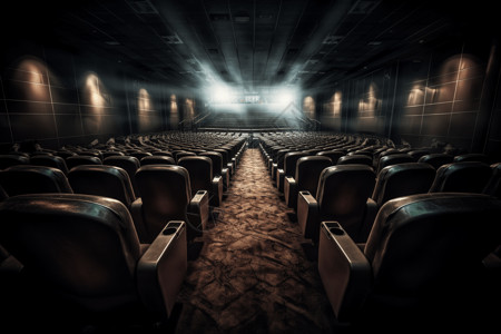 复古电影院昏暗的影院椅子设计图片