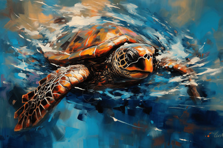 水中游泳的海龟背景图片
