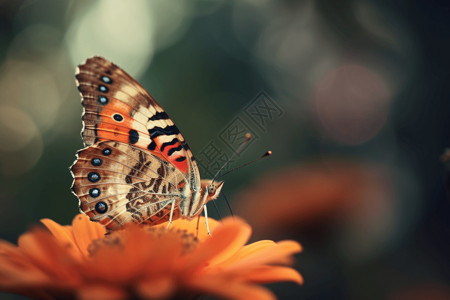 特写镜头享受花园里美丽的蝴蝶插画