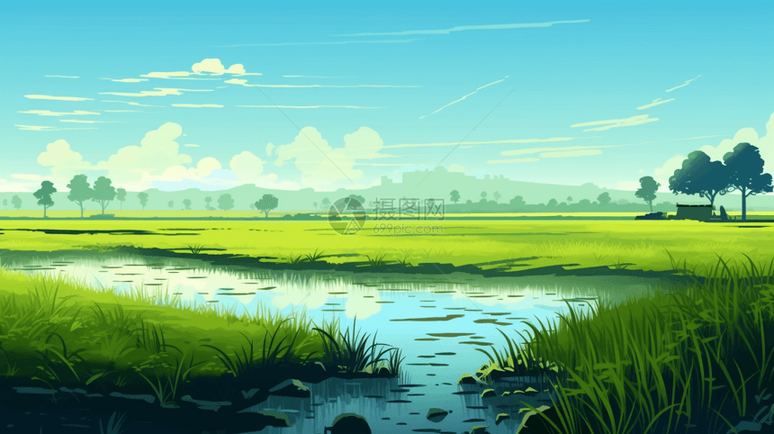 风景如画的稻田图片