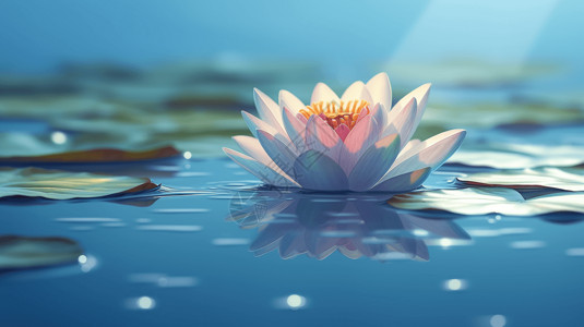 湖面盛开的睡莲背景图片