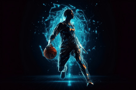 一个发光的篮球运动员图片