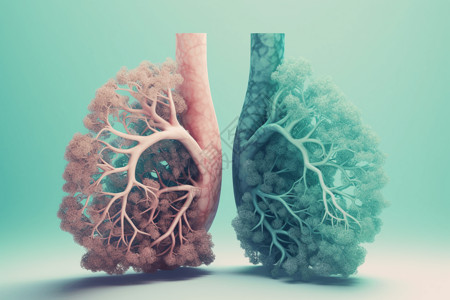 肺叶肺部医疗模型插画