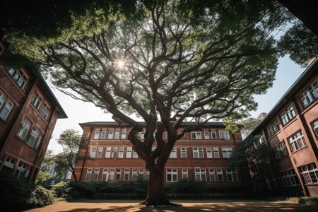 大学校园的树图片